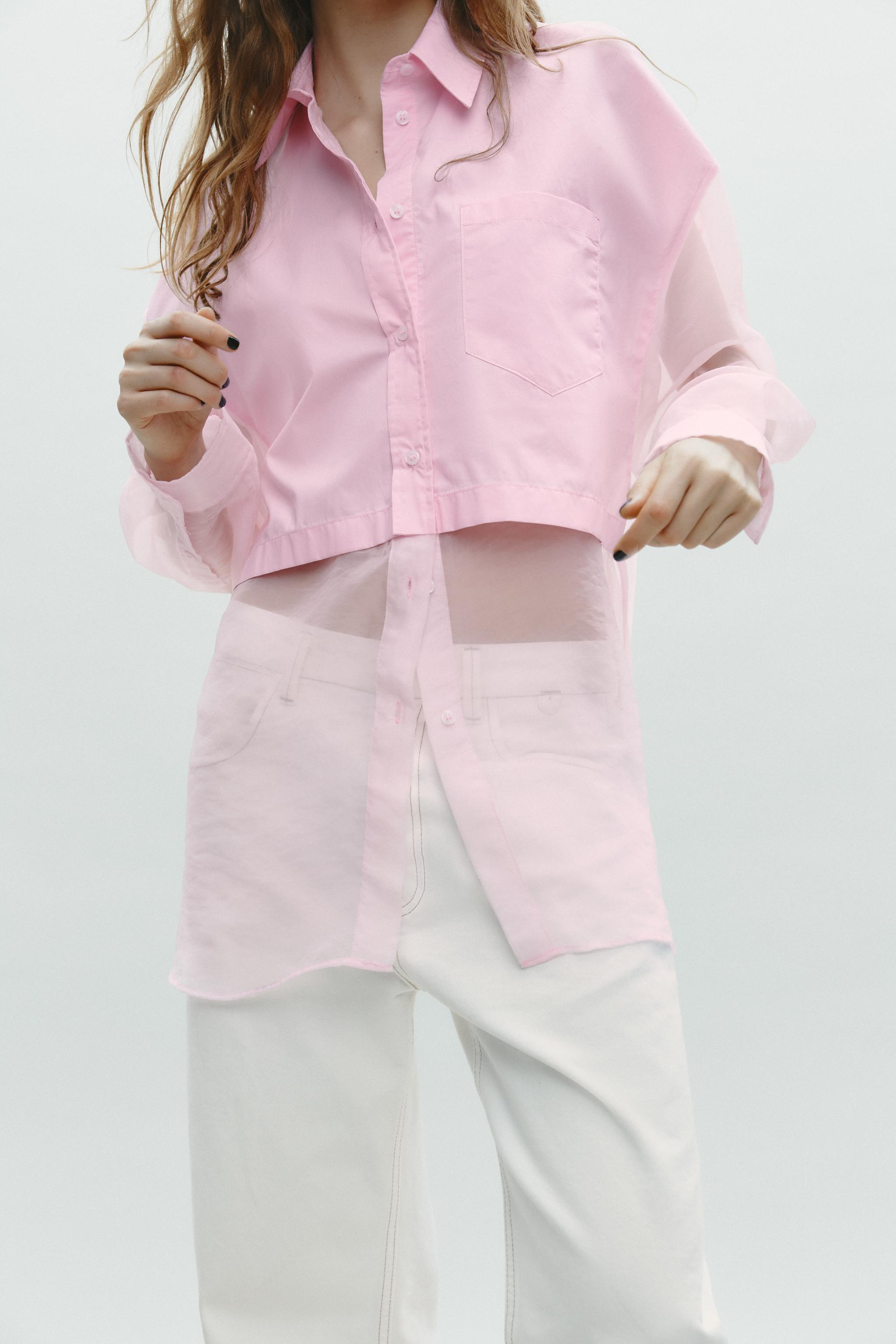 ORGANZA COMBINATION OVERSIZED SHIRT - Pink | ZARA United States
