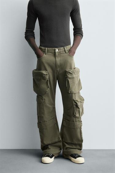 PANTALONS DENIM DE BUTXAQUES - Verd de Zara