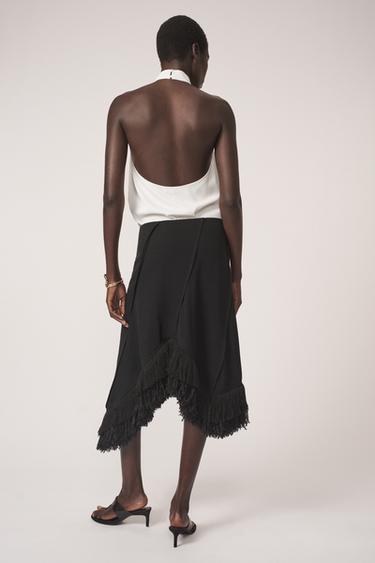 JUPE À FRANGES ASYMÉTRIQUE - THE ITEM - Noir de Zara - Image 1