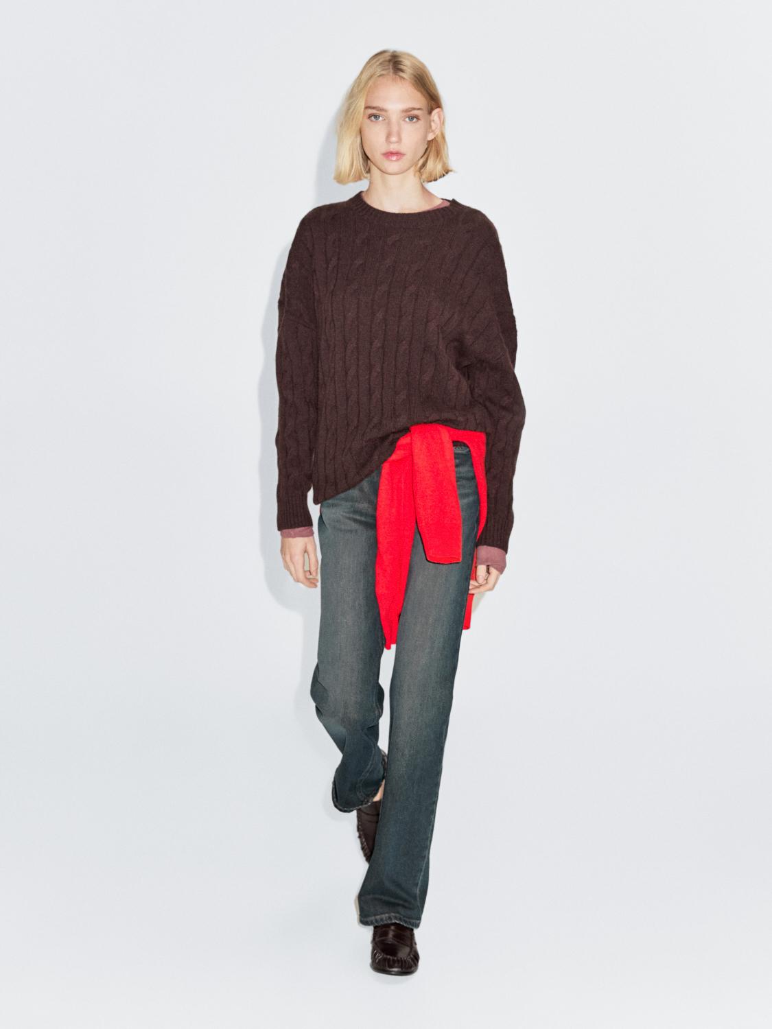 Pull en maille tressée 100 % cachemire