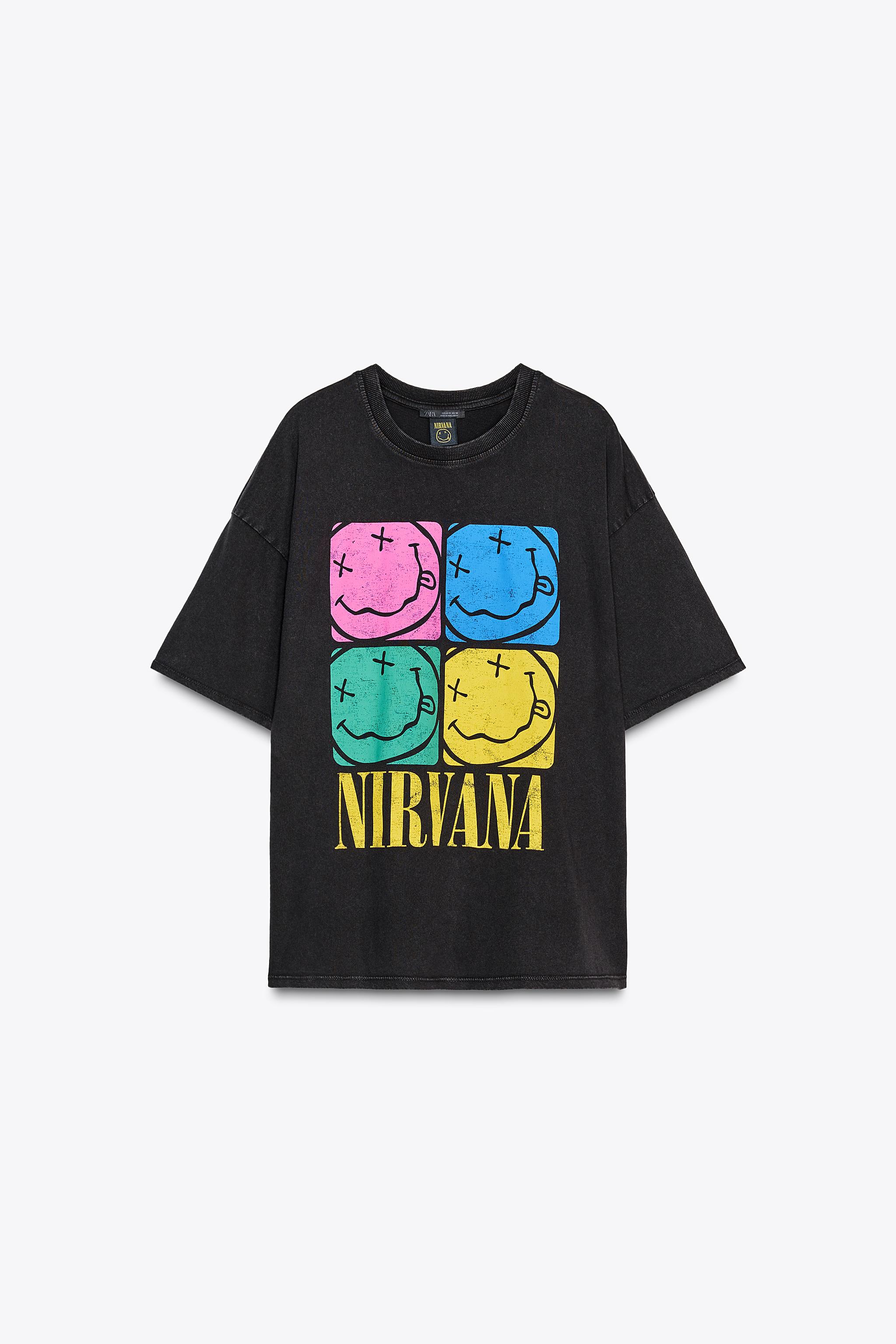 FADED-EFFECT PRINT T-SHIRT © NIRVANA - Anthracite grey