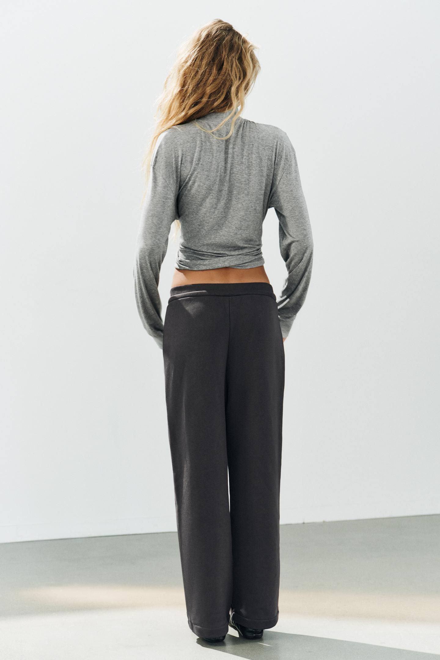 Женские брюки Zara Fleece Drawstring, цвет: Антрацитовый серый — фото 4