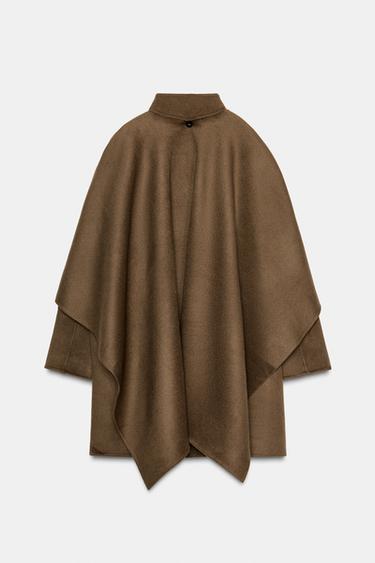 WOOL CAPE COAT ZW COLLECTION - Khaki by Zara - Image 6