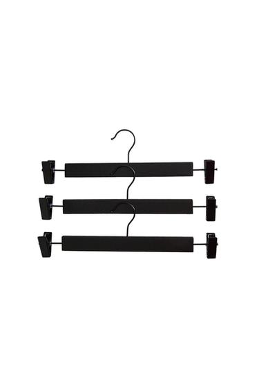 WOODEN SKIRT HANGER (SET OF 3) - Black by Zara