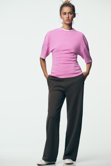 Zara WASHED SLIM FIT T-SHIRT - Fuchsia - Image 0