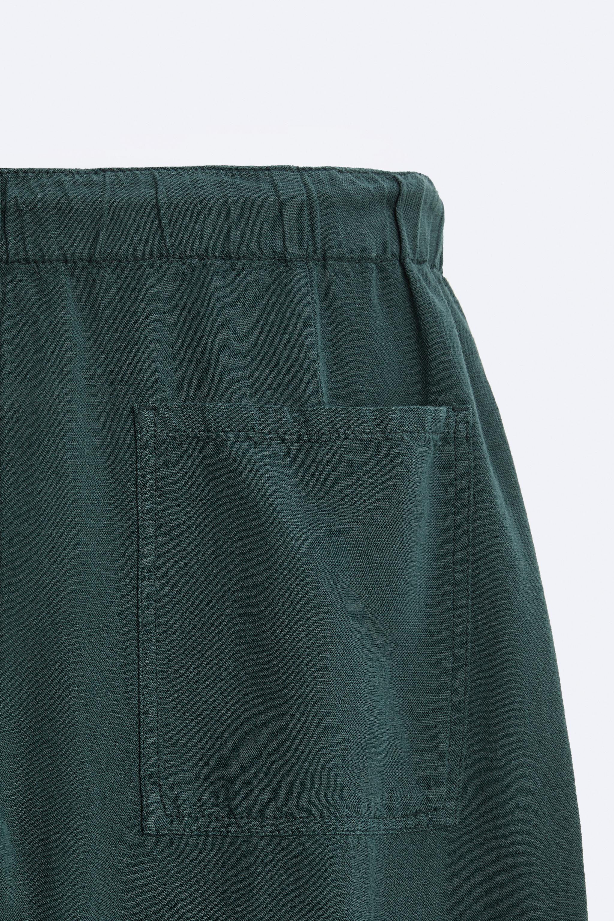 COTTON - LINEN PANTS - Greenish | ZARA United States