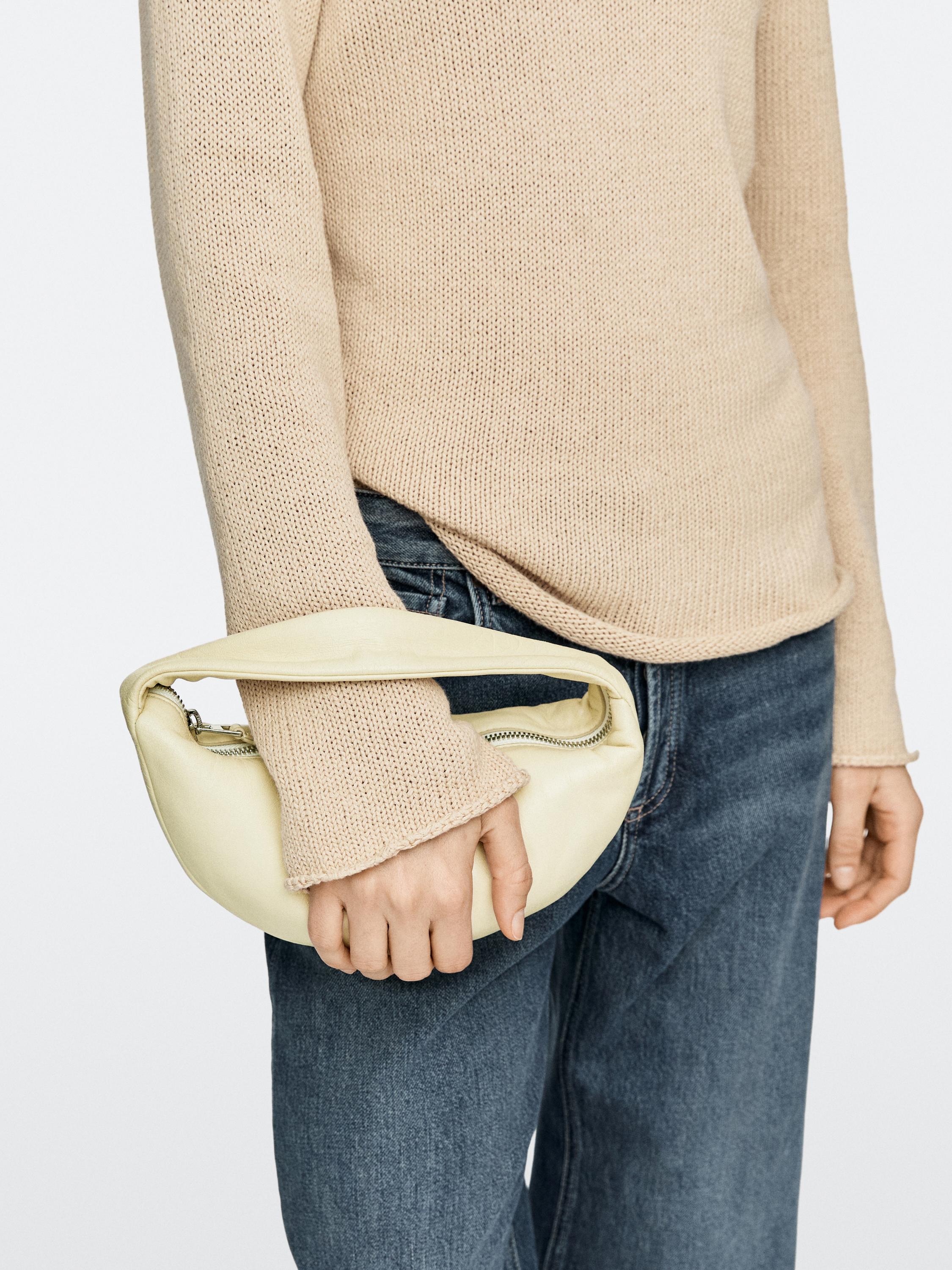 Mini sac à main demi-lune en cuir nappa