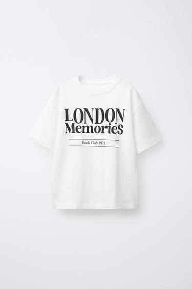Zara CITY TEXT T-SHIRT - Oyster-white