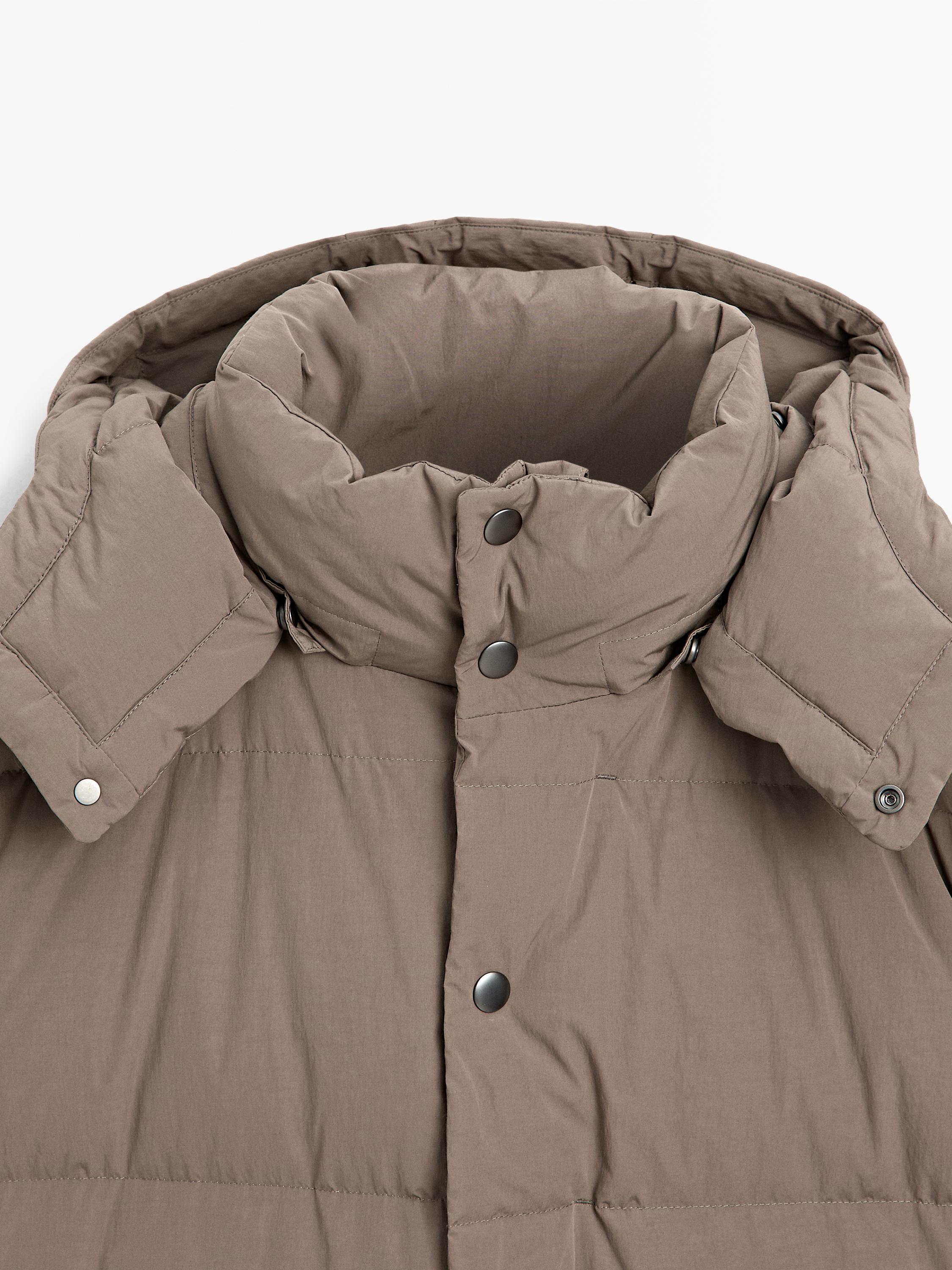 Long water-repellent down puffer jacket