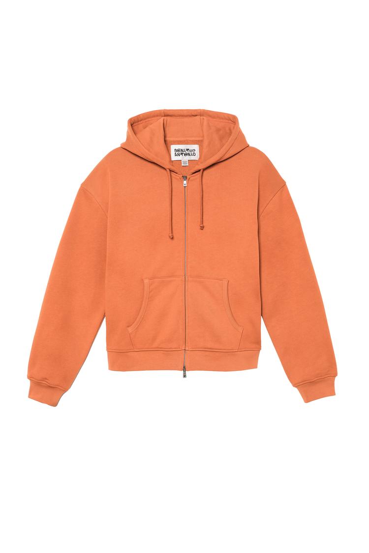 Sudadera cropped fit cremallera capucha