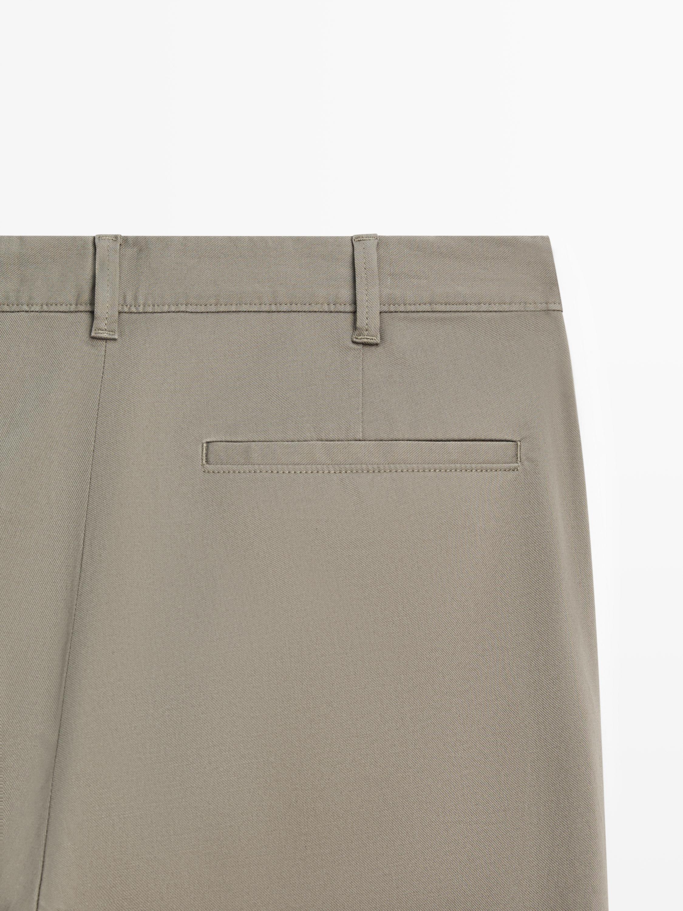 Cotton blend slim fit pants