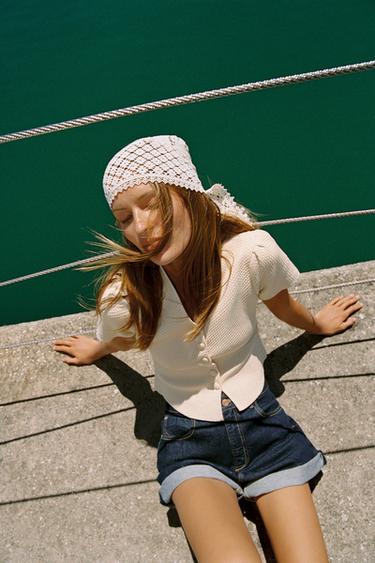 TEXTURED KNIT CARDIGAN - Ecru by Zara