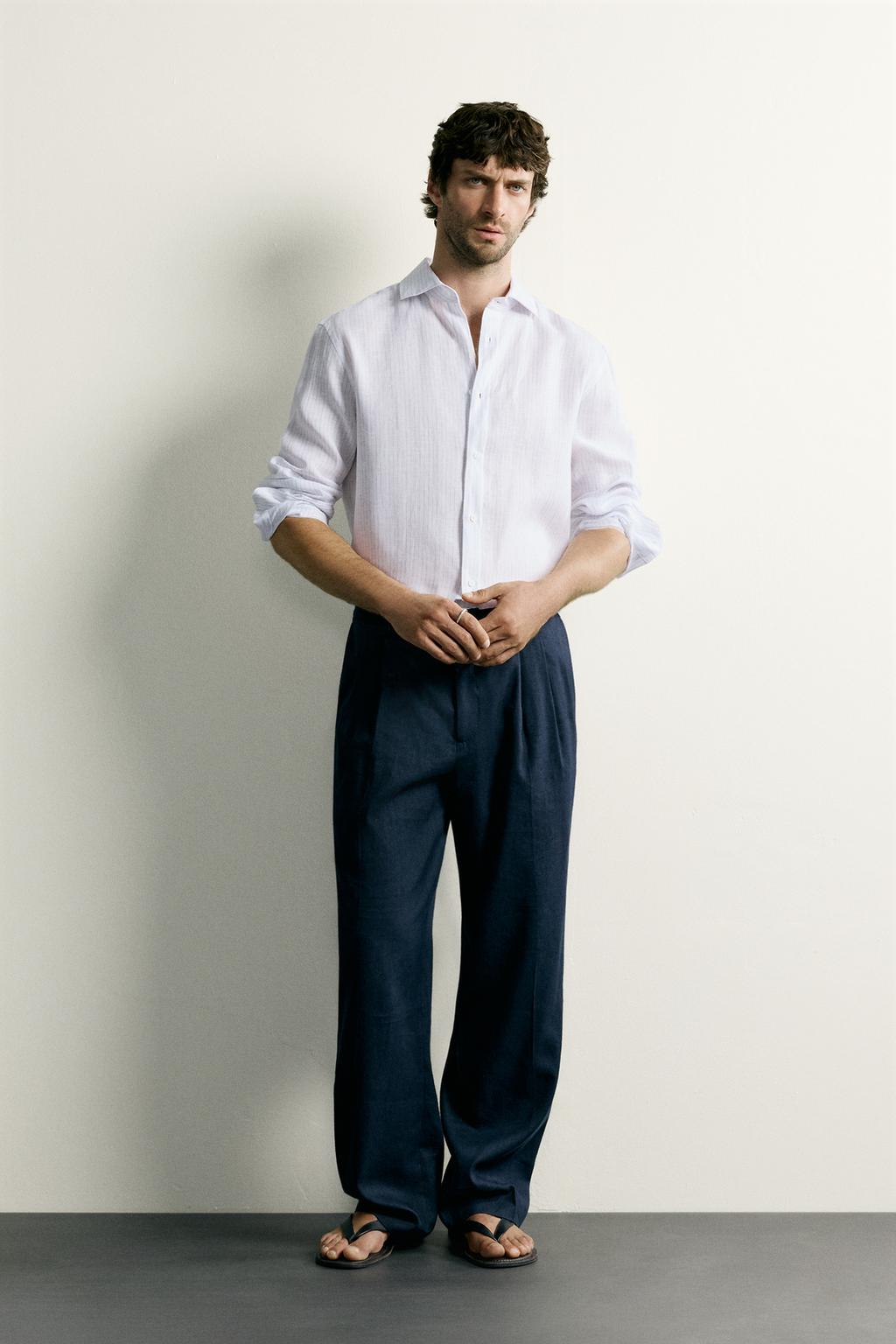 Zara 100% kətandan regular fit köynək