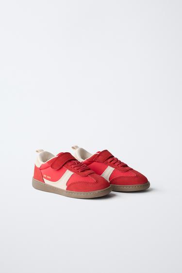 SPLIT SUEDE SNEAKERS - Red by Zara - Image 1