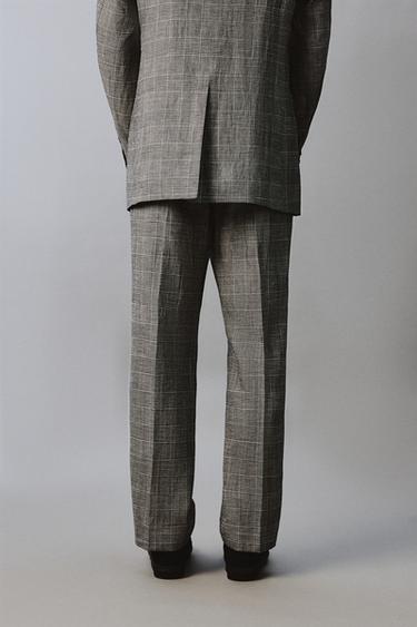 PANTALON DE COSTUME À CARREAUX EN LAINE ET LIN AARON LEVINE X ZARA - Blanc / Noir de Zara - Image 2