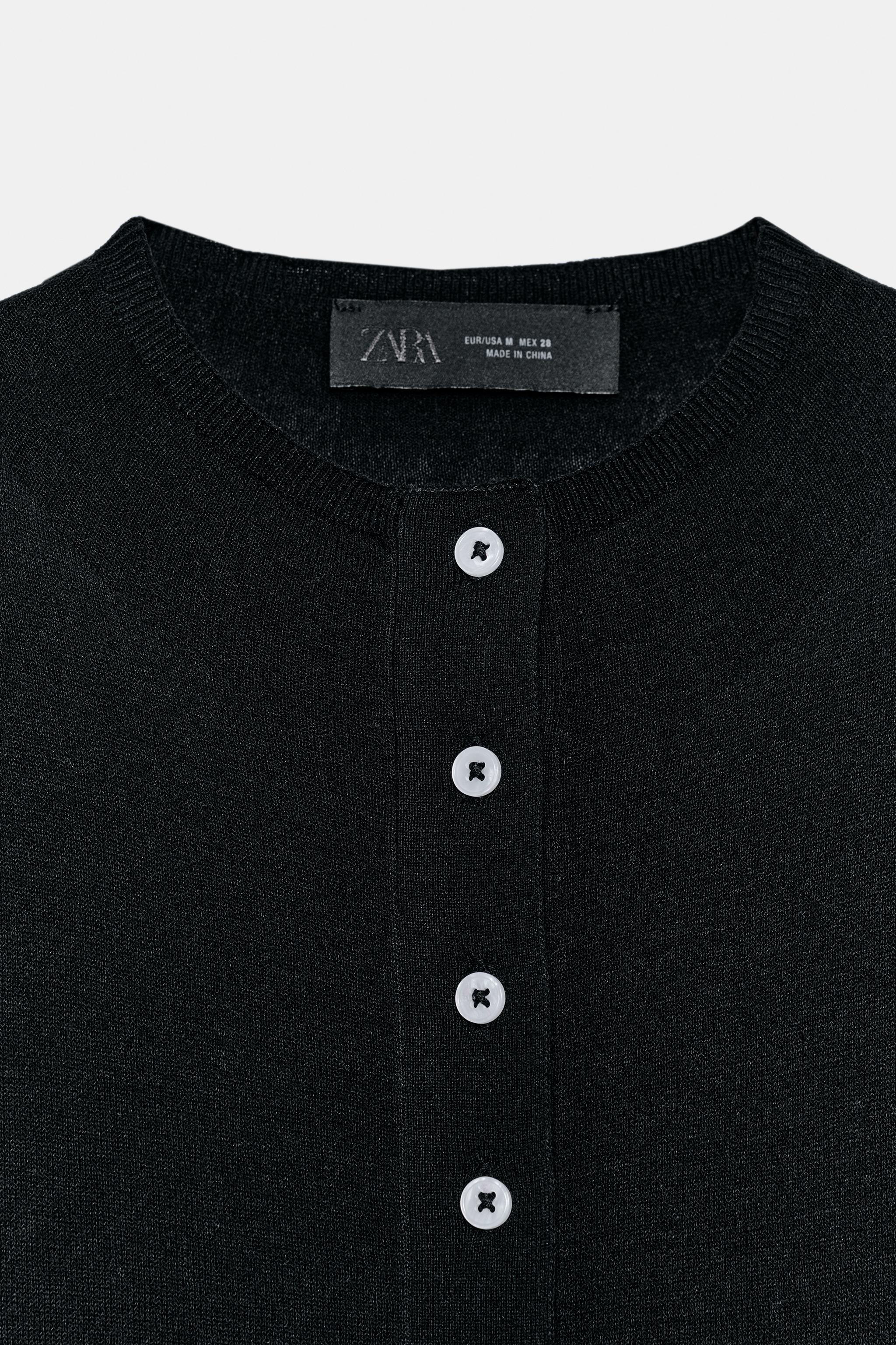 SHORT SLEEVE KNIT CARDIGAN - Black | ZARA Turkey
