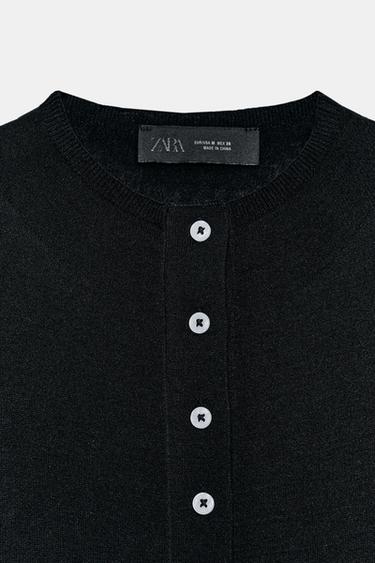 GILET EN MAILLE MANCHES COURTES - Noir de Zara - Image 7