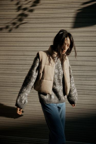 BRUSHED EFFECT JACQUARD KNIT JUMPER - Grey by Zara