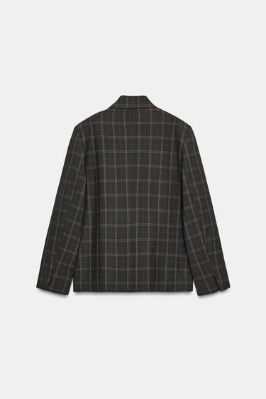 VESTE À CARREAUX AVEC ÉPAULETTES - Noir / Marron de Zara - Image 9