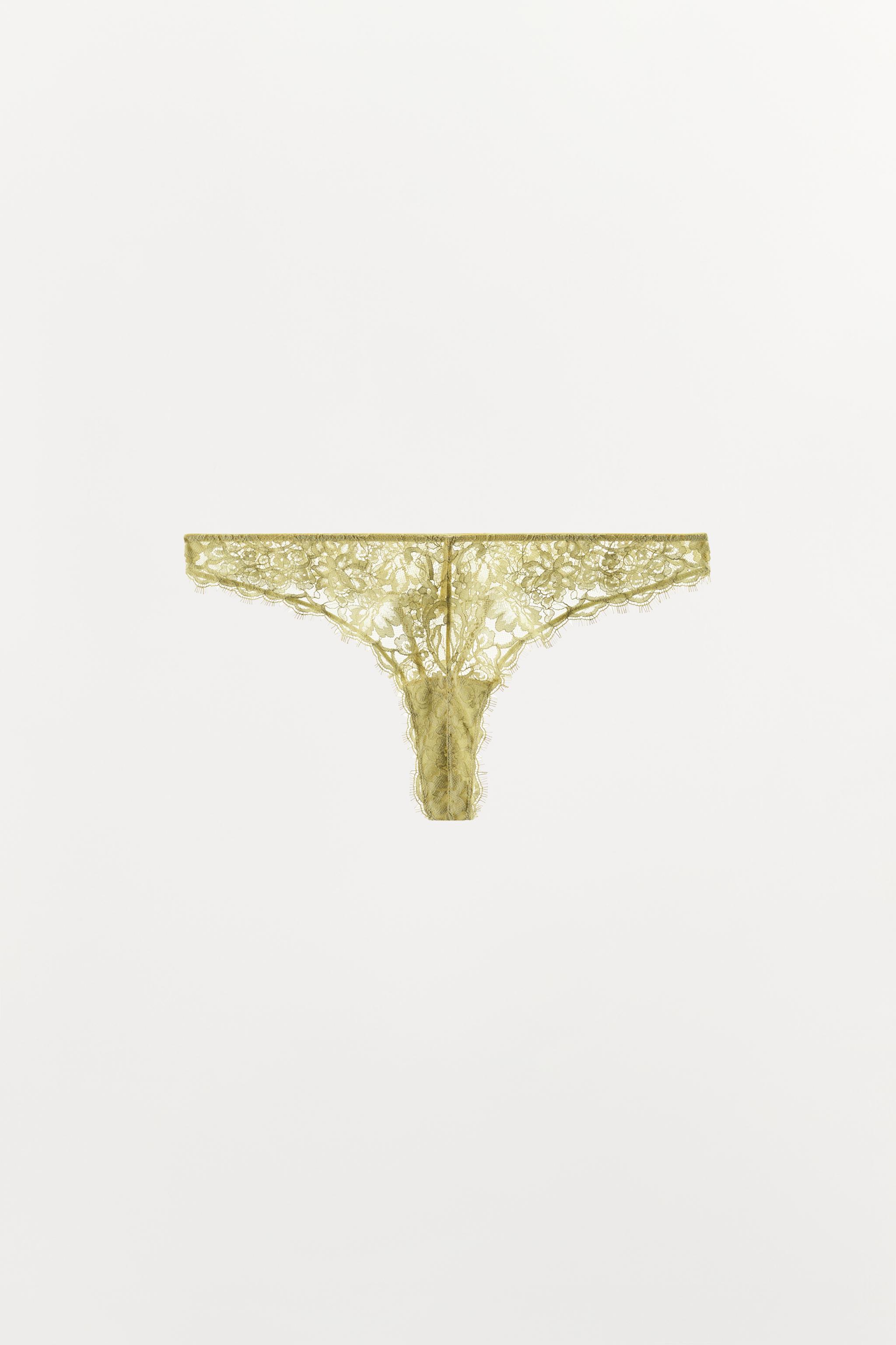 LACE THONG — Yellow