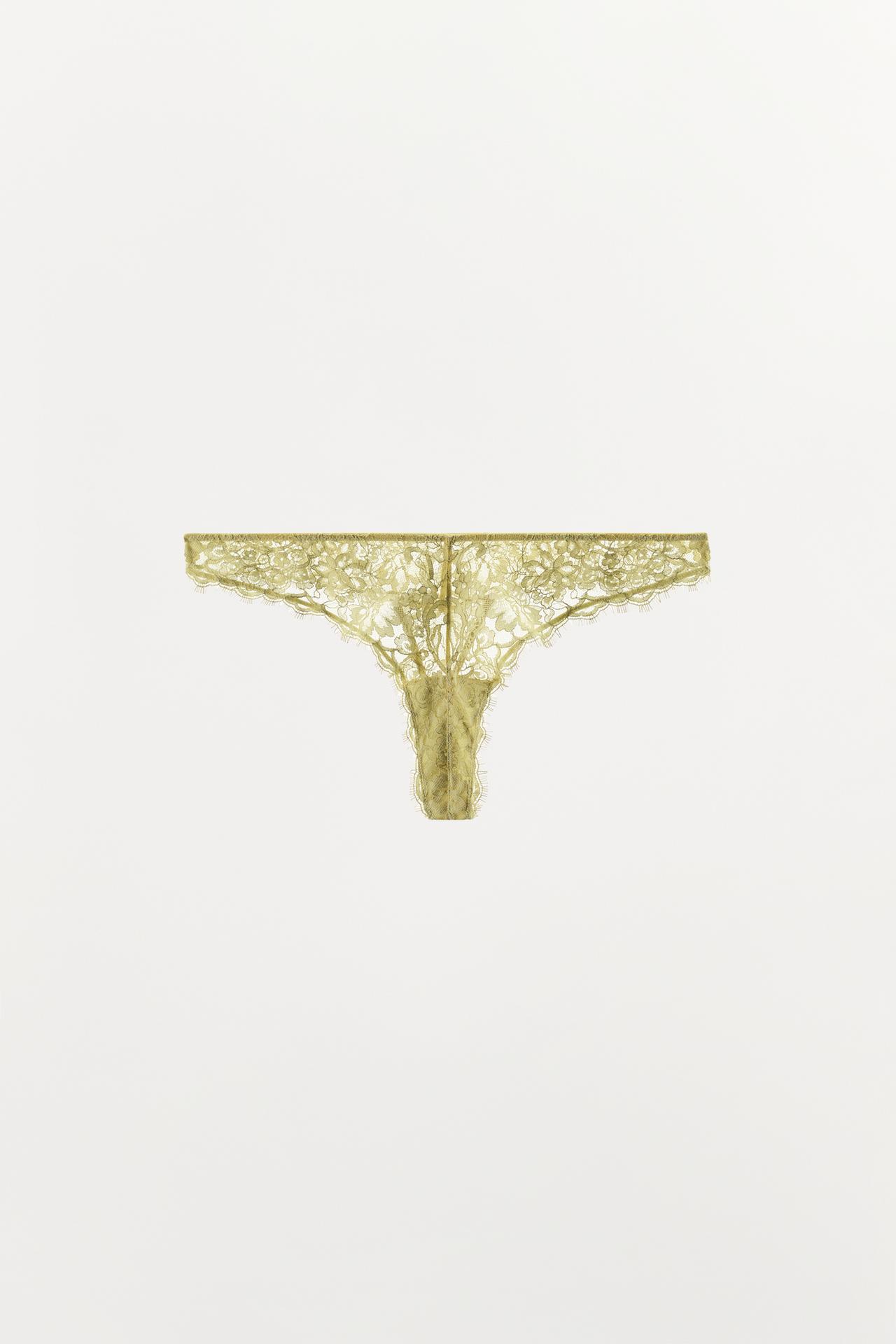 LACE THONG — Yellow