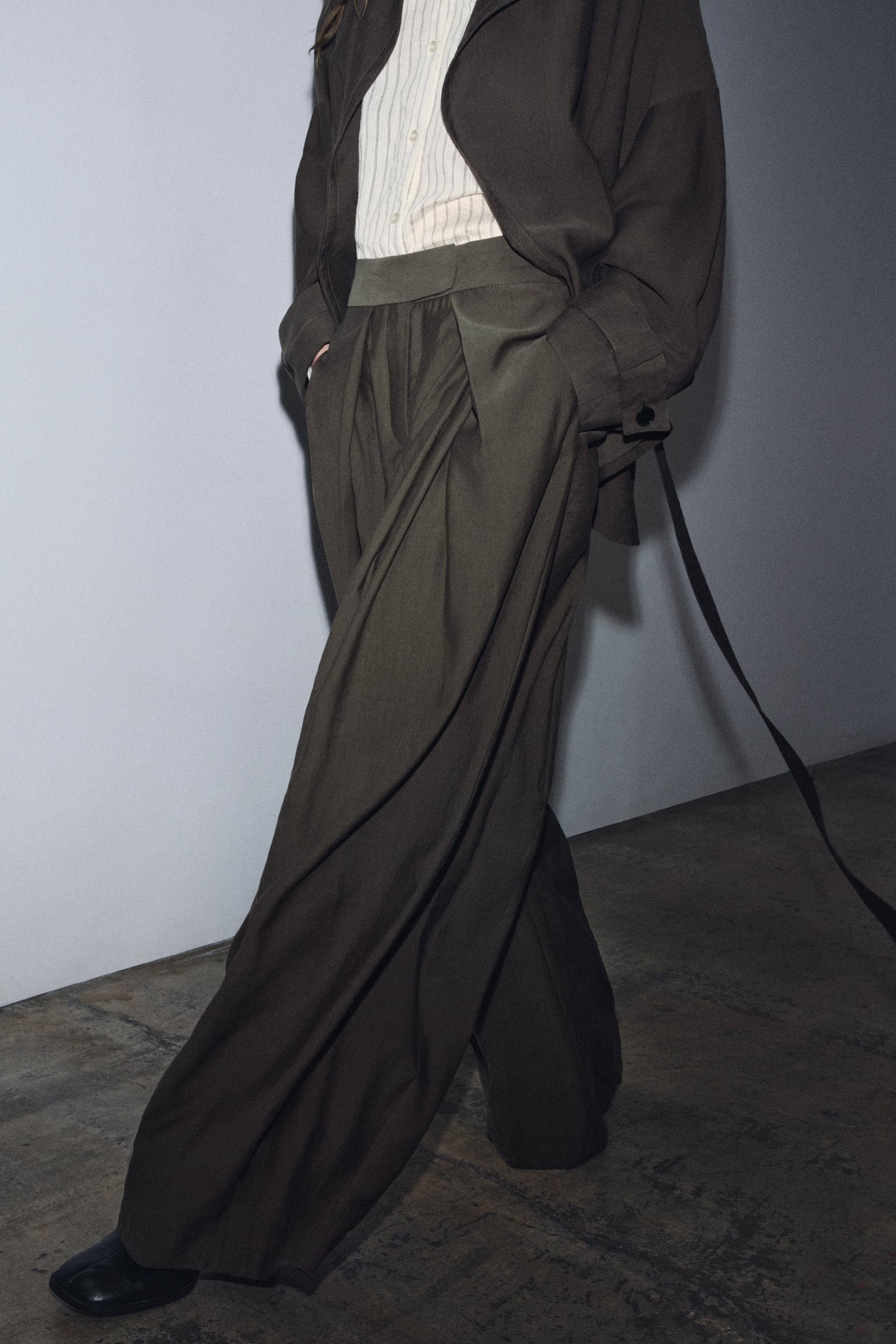 ZW COLLECTION FRONT PLEAT PANTS - Brown / Taupe | ZARA