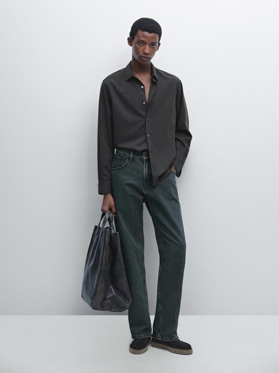 Regular fit micro-check shirt