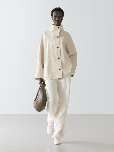 Zara Jacket with high collar detail - Ecru - Image 0