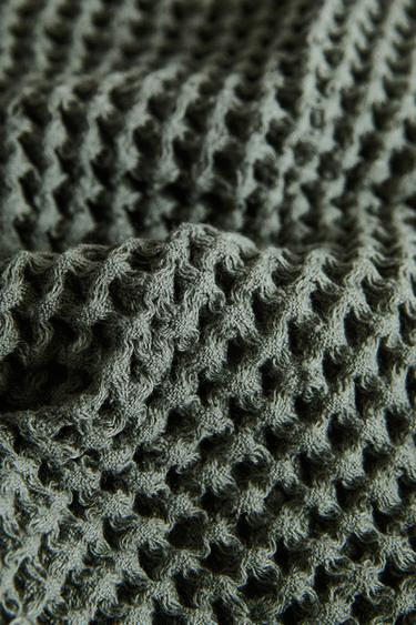 WAFFLE-KNIT COTTON HAND TOWEL (PACK OF 3) - Dark green by Zara