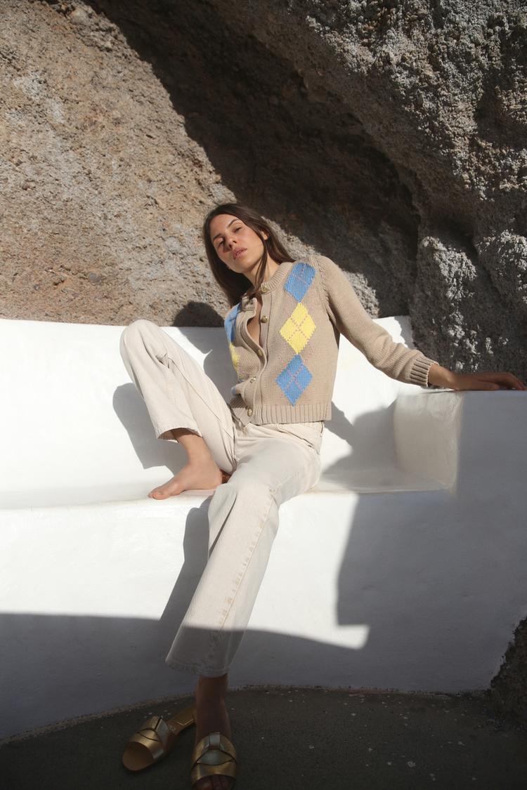 ARGYLE KNIT CARDIGAN Beige ZARA South Africa