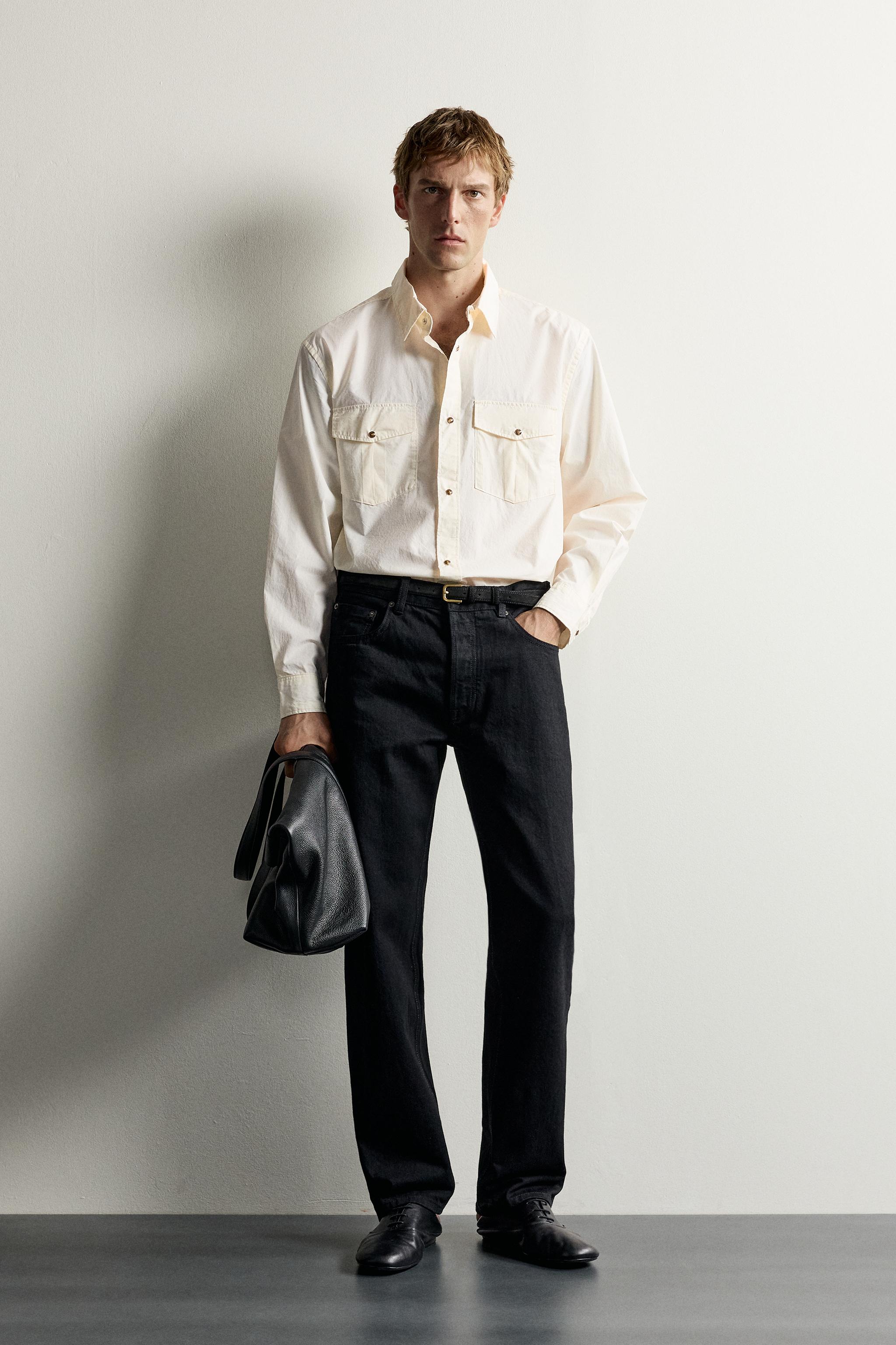 Мужские рубашки Zara RELAXED FIT POCKET SHIRT