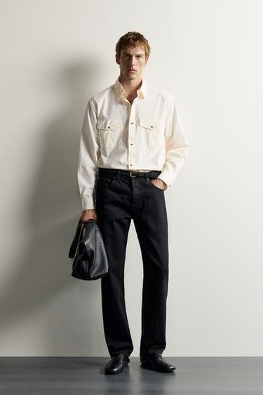 RELAXED FIT POCKET SHIRT - Ecru by Zara - Image 0