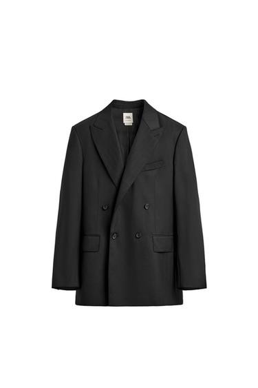 ДВУБОРТНЫЙ КОСТЮМНЫЙ БЛЕЙЗЕР ИЗ 100% ШЕРСТИ — ЧЕРНЫЙ от Zara