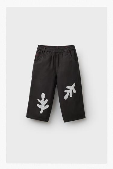 LEAF PATCH TROUSERS - Brown by Zara