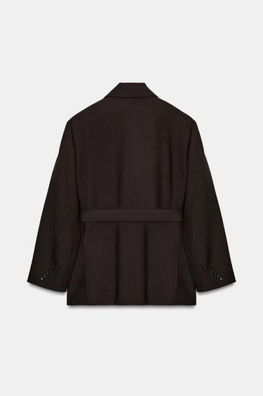 ZW COLLECTION LIMITED EDITION 100% WOOL BELTED BLAZER - Khaki by Zara - Image 6