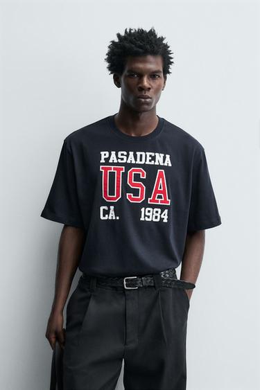 TEXT PATCH T-SHIRT - Navy blue by Zara