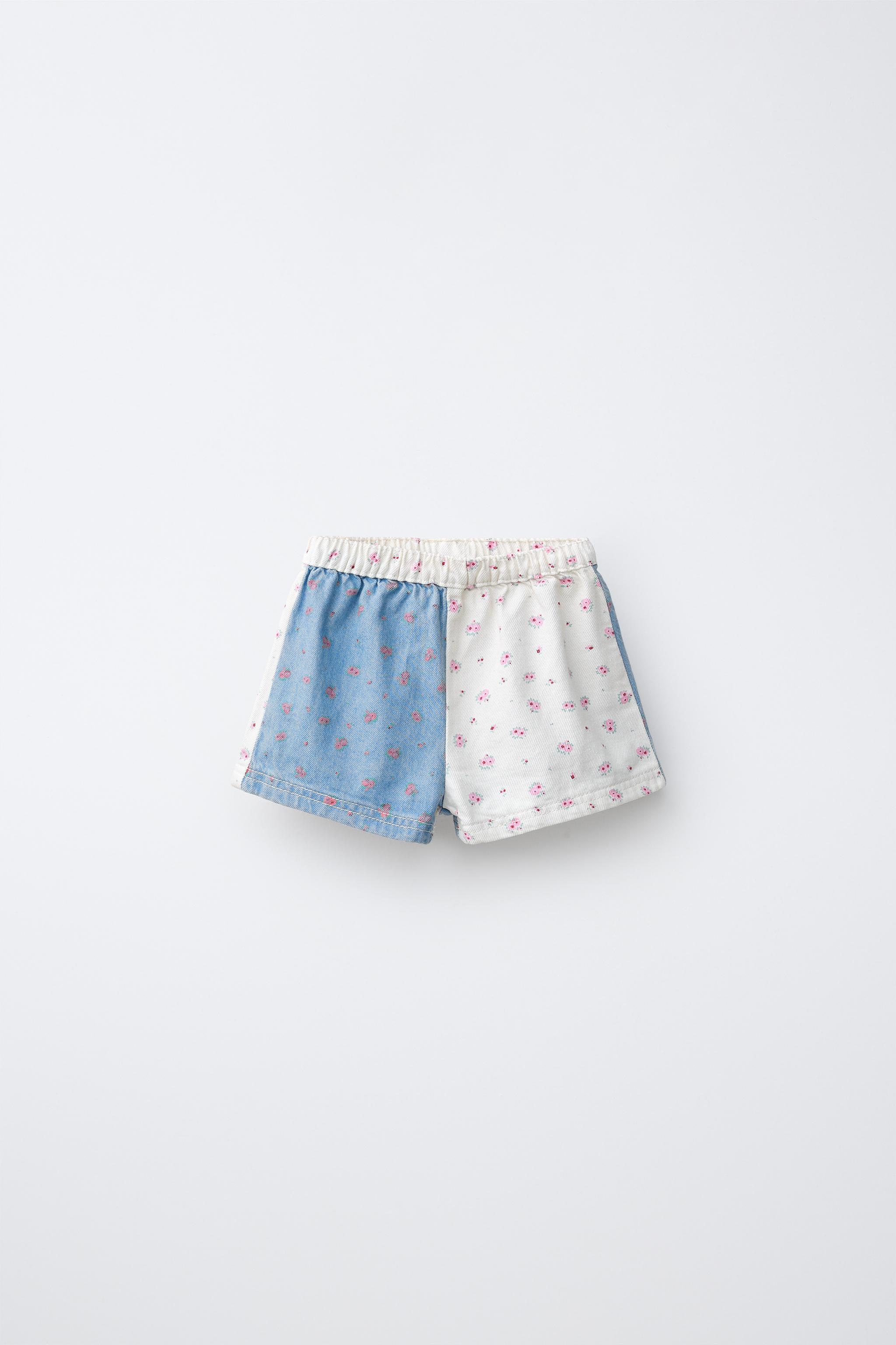 Детские шорты Zara PATCHWORK FLORAL DENIM SHORTS