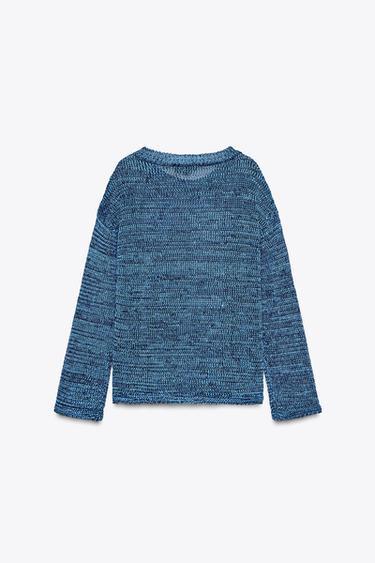 RIBBON TRIM KNIT SWEATER - Blue by Zara - Image 3
