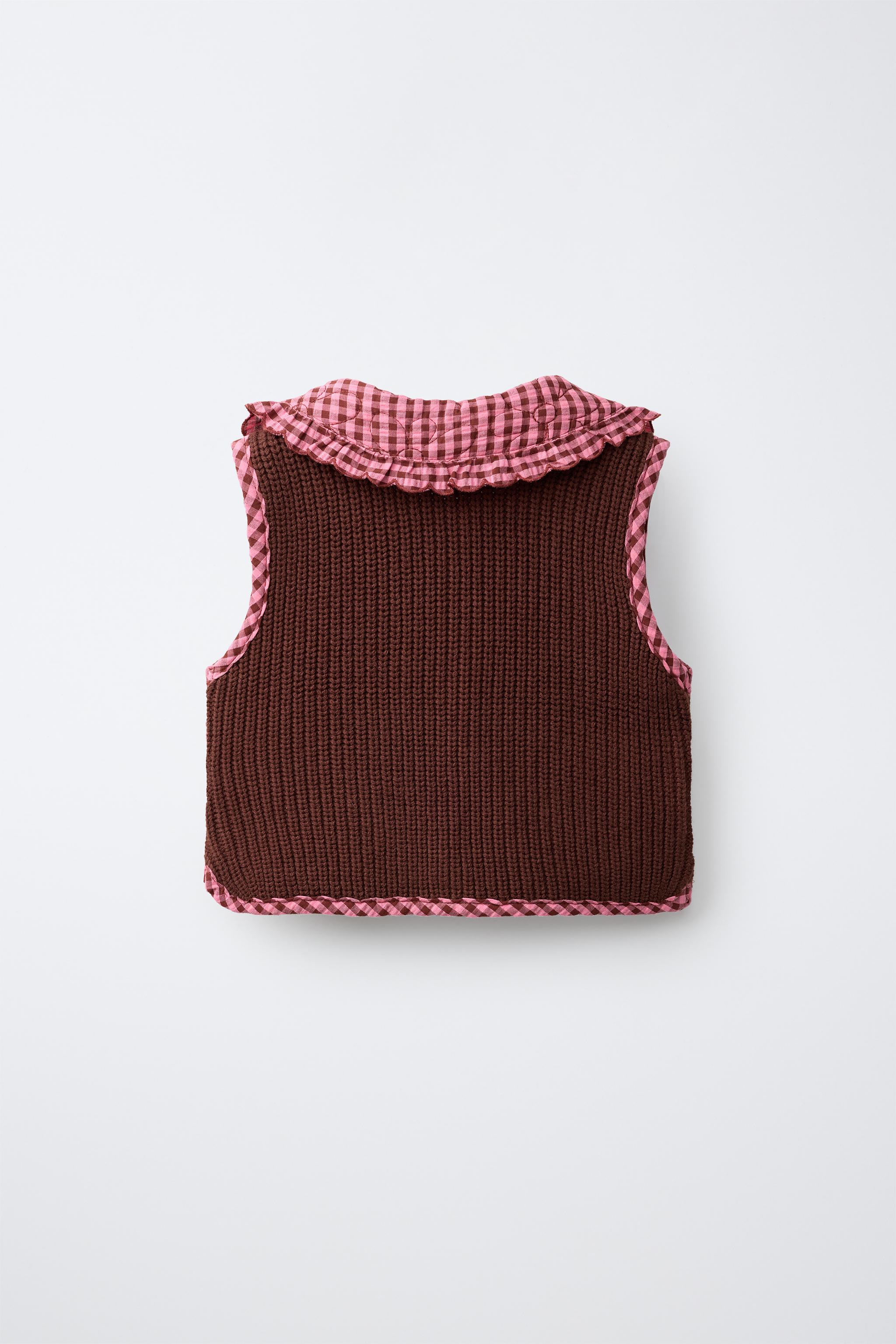 GILET RÉVERSIBLE EN MAILLE À CARREAUX VICHY