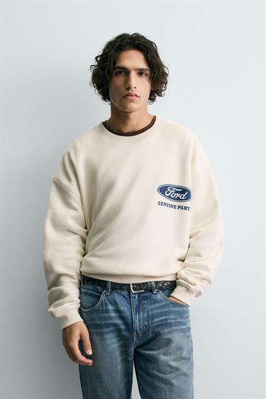 SUDADERA ESTAMPADO COMBINADO FORD © - Blanco roto de Zara
