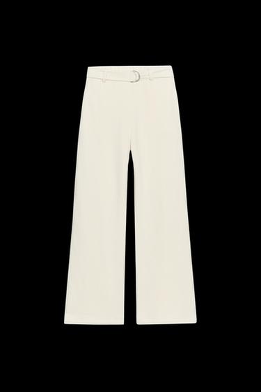 RUSTIC TROUSERS WITH BELT - Ecru by Zara