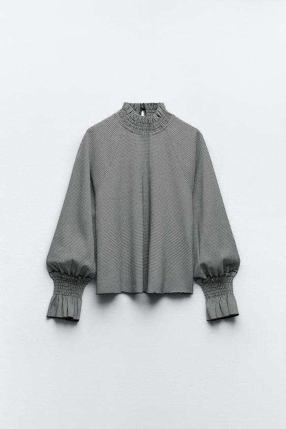 РУБАШКА С УЗОРОМ "ГУСИНАЯ ЛАПКА" — Черный / Белый от Zara — изображение 0