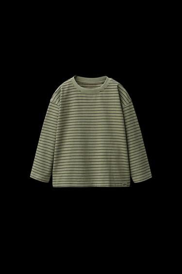 Zara STRIPED LOGO T-SHIRT - Green