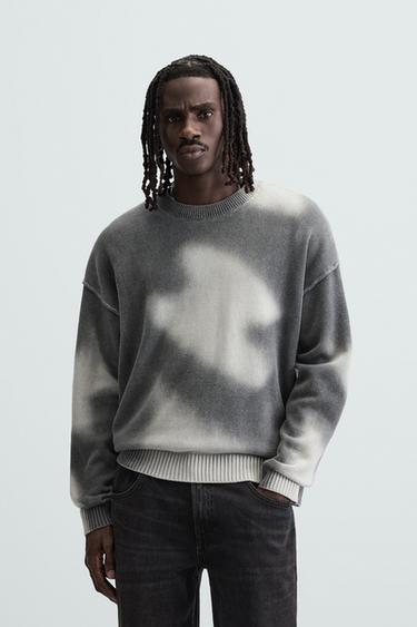 Zara FADE PRINT SWEATER - Anthracite grey