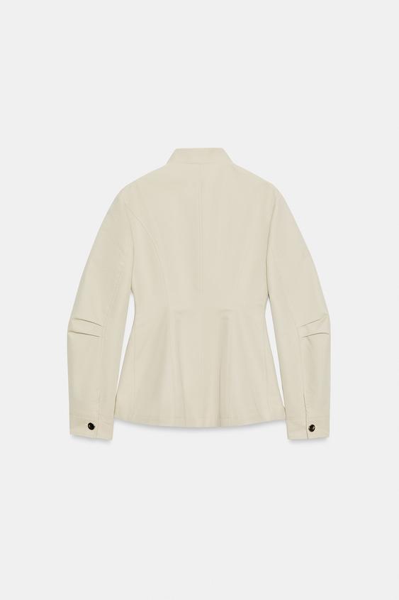 BLOUSON CINTRÉ À COL MONTANT - Écru de Zara - Image 7
