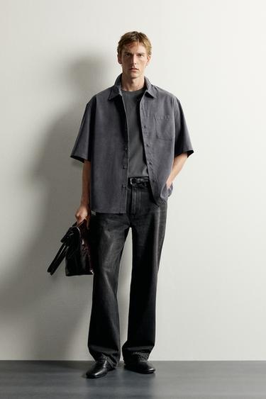 SOEPELVALLEND OVERHEMD IN RELAXED FIT - Marineblauw van Zara - Afbeelding 0