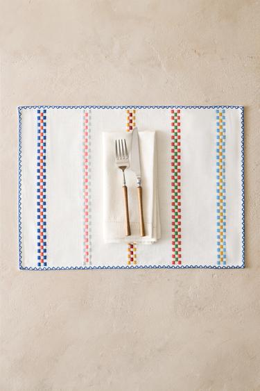 NAPPE INDIVIDUAL COTON CRAYONS MULTIPLES - Blanc / Vert de Zara - Image 4