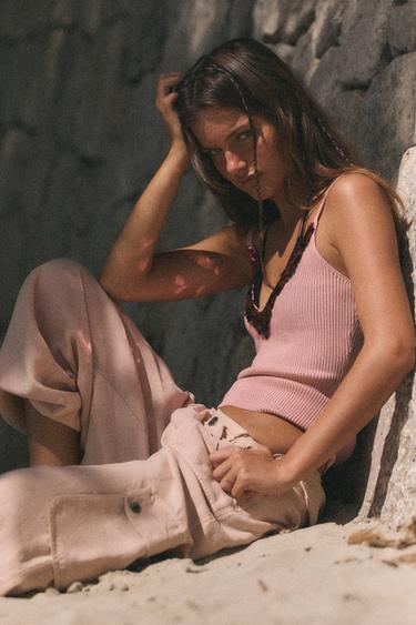 TOP À BRETELLES PAILLETTES - Rose de Zara - Image 2