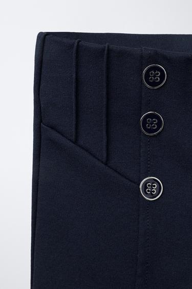 PONTE DI ROMA KNIT LEGGINGS WITH BUTTONS - Navy blue by Zara