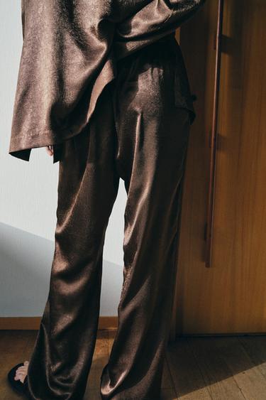 PANTALON FLUIDE EFFET FROISSÉ ENSEMBLE - Marron de Zara - Image 2